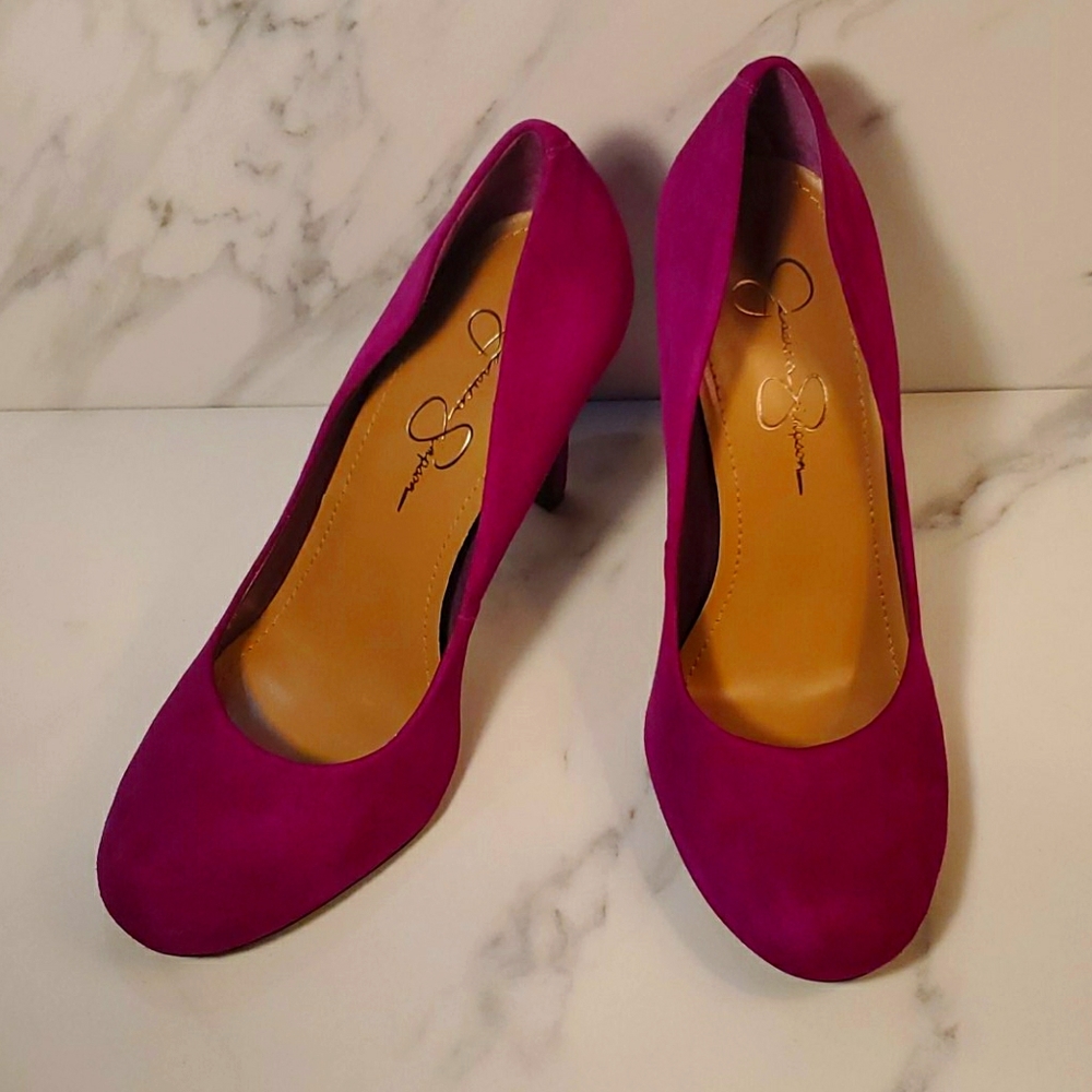 JESSICA SIMPSON Purple Suede Calie Heels